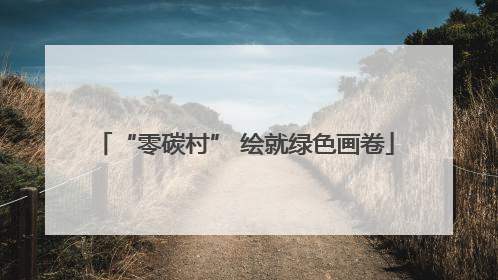 “零碳村” 绘就绿色画卷