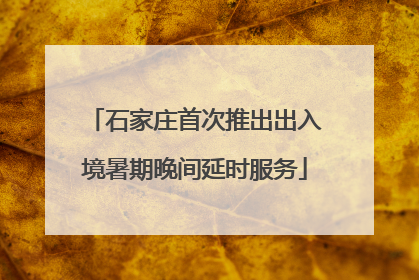 石家庄首次推出出入境暑期晚间延时服务