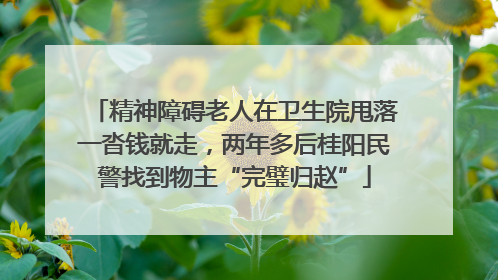 精神障碍老人在卫生院甩落一沓钱就走，两年多后桂阳民警找到物主“完璧归赵”