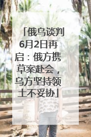 俄乌谈判6月2日再启：俄方携草案赴会，乌方坚持领土不妥协