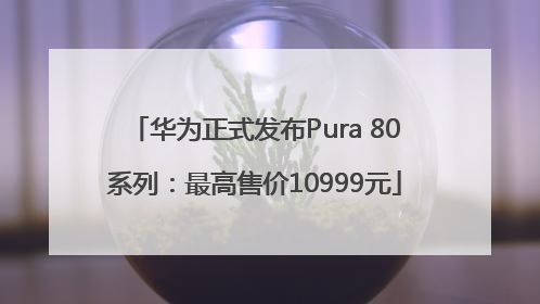 华为正式发布Pura 80系列：最高售价10999元