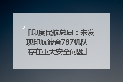 印度民航总局：未发现印航波音787机队存在重大安全问题