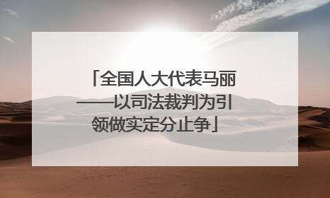 全国人大代表马丽——以司法裁判为引领做实定分止争