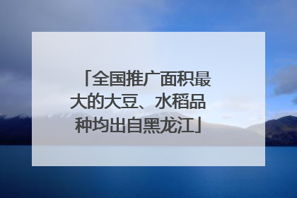 全国推广面积最大的大豆、水稻品种均出自黑龙江
