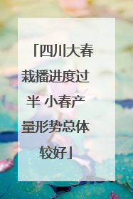 四川大春栽播进度过半 小春产量形势总体较好