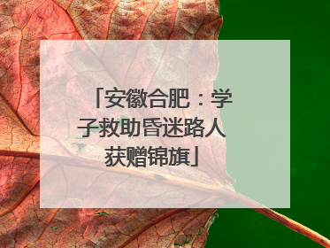 安徽合肥：学子救助昏迷路人获赠锦旗