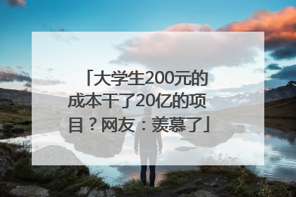大学生200元的成本干了20亿的项目？网友：羡慕了