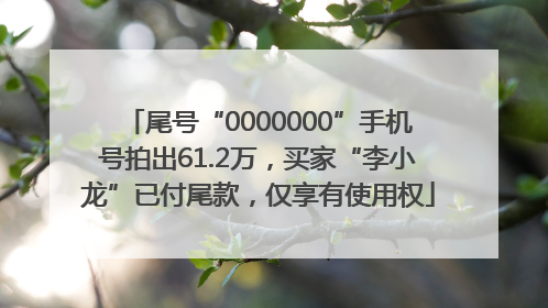 尾号“0000000”手机号拍出61.2万，买家“李小龙”已付尾款，仅享有使用权