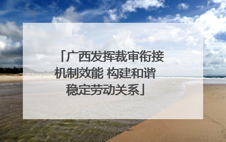 广西发挥裁审衔接机制效能 构建和谐稳定劳动关系