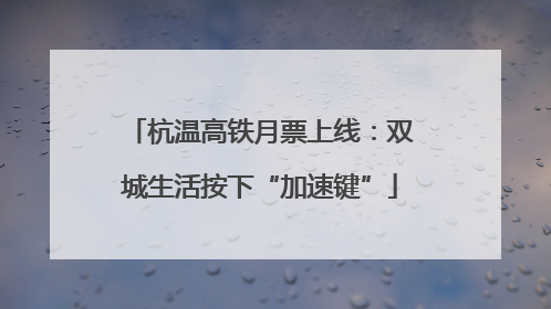 杭温高铁月票上线：双城生活按下“加速键”