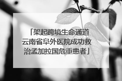 架起跨境生命通道 云南省阜外医院成功救治孟加拉国危重患者