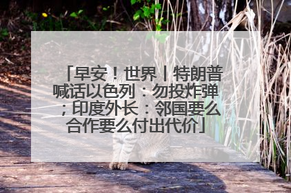 早安！世界丨特朗普喊话以色列：勿投炸弹；印度外长：邻国要么合作要么付出代价