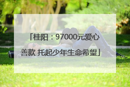 桂阳：97000元爱心善款 托起少年生命希望