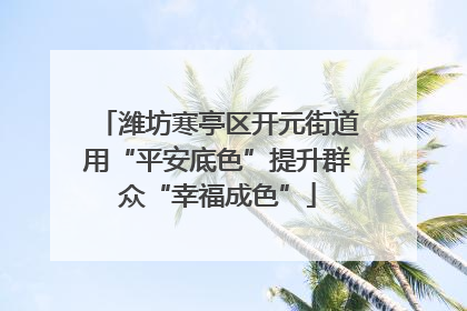 潍坊寒亭区开元街道用“平安底色”提升群众“幸福成色”