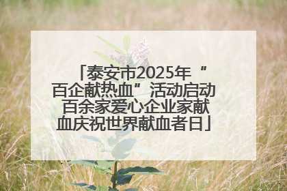 泰安市2025年“百企献热血”活动启动 百余家爱心企业家献血庆祝世界献血者日