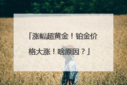涨幅超黄金！铂金价格大涨！啥原因？