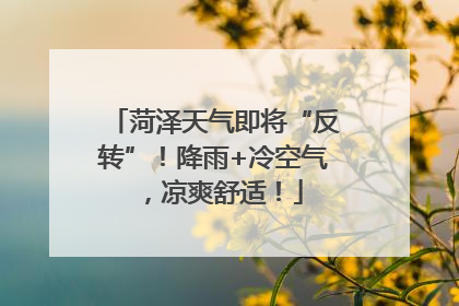菏泽天气即将“反转”！降雨+冷空气，凉爽舒适！