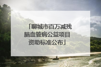 聊城市百万减残脑血管病公益项目资助标准公布