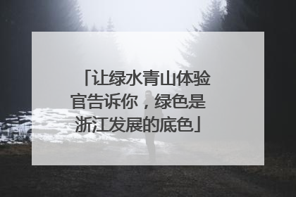 让绿水青山体验官告诉你，绿色是浙江发展的底色