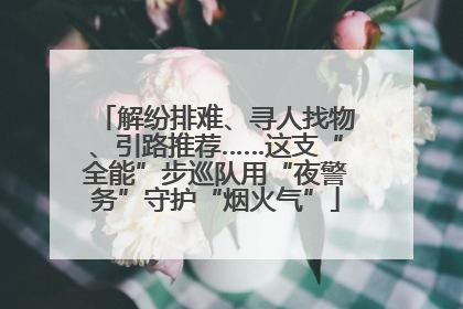 解纷排难、寻人找物、引路推荐……这支“全能”步巡队用“夜警务”守护“烟火气”