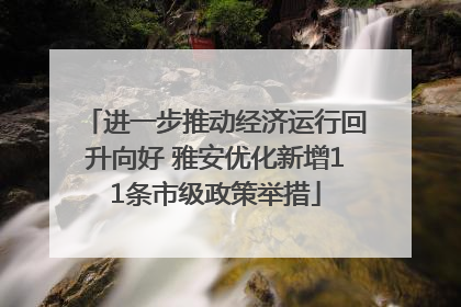 进一步推动经济运行回升向好 雅安优化新增11条市级政策举措