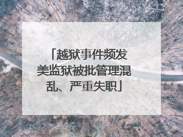越狱事件频发 美监狱被批管理混乱、严重失职