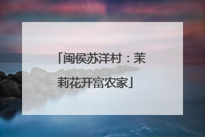 闽侯苏洋村：茉莉花开富农家