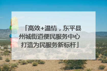 高效+温情，东平县州城街道便民服务中心打造为民服务新标杆
