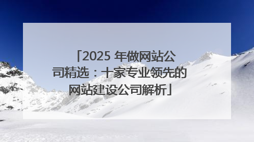 2025 年做网站公司精选：十家专业领先的网站建设公司解析